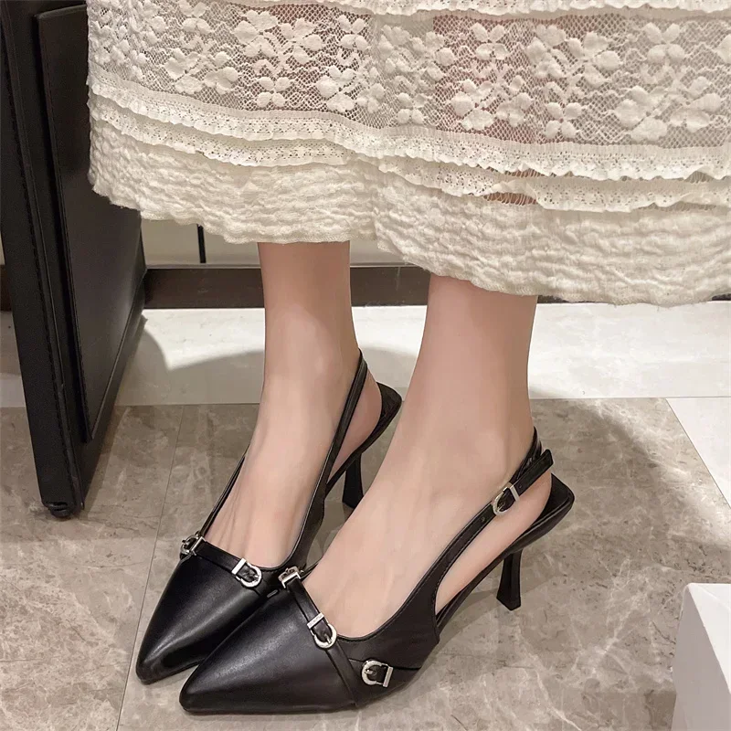 Baotou-Sandales à Stiletto pour ix, Chaussures Simples, Pointues, Creuses, Tempérament, Élégantes, Sourire, Banquet, Mode, Été, Nouveau