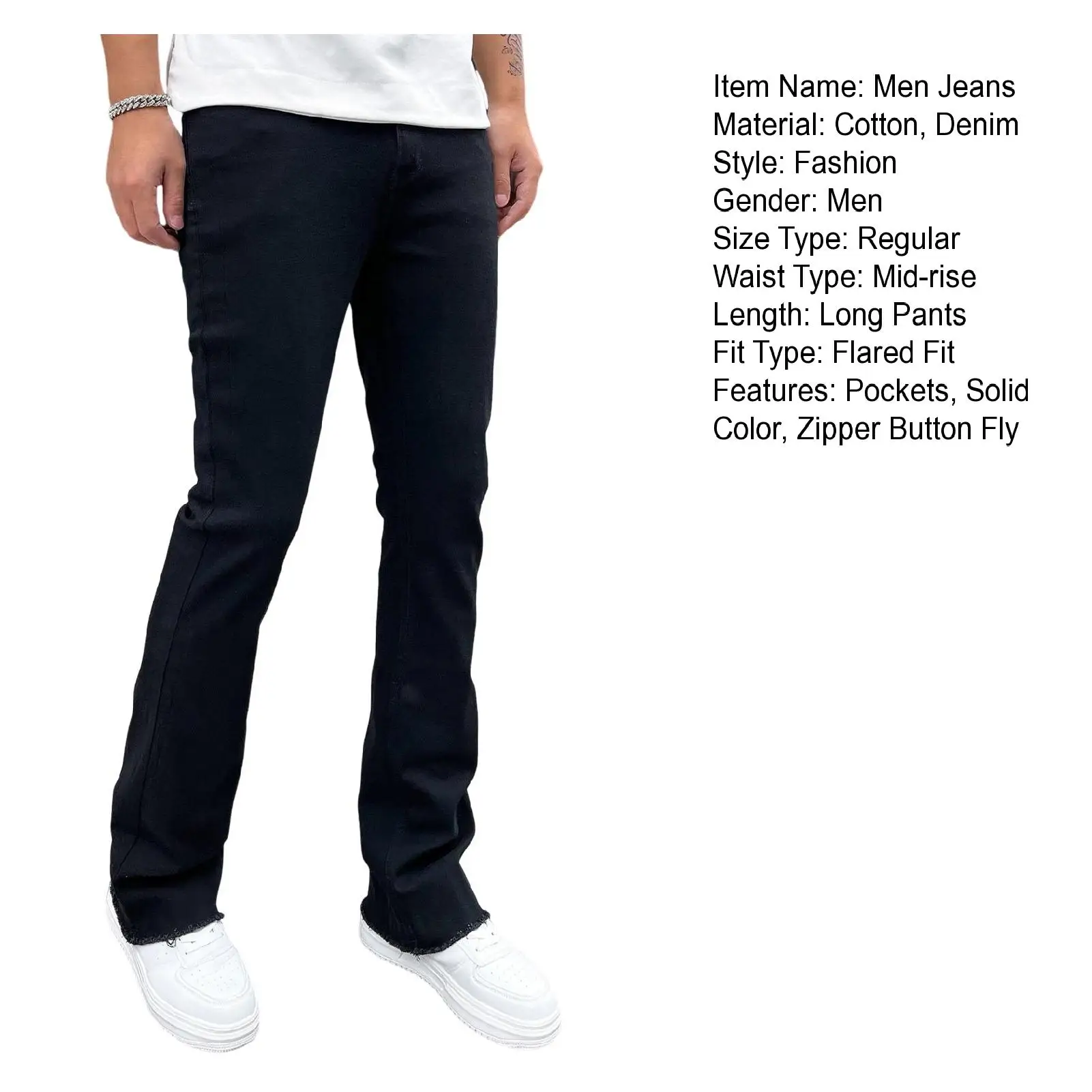 سراويل جينز للرجال بنمط شعلة ، جينز غير رسمي بجيوب كبيرة ، مستقيم ، بنطال بساق واسعة ، شارع مرتفع ، جينز للرجال بالأسى