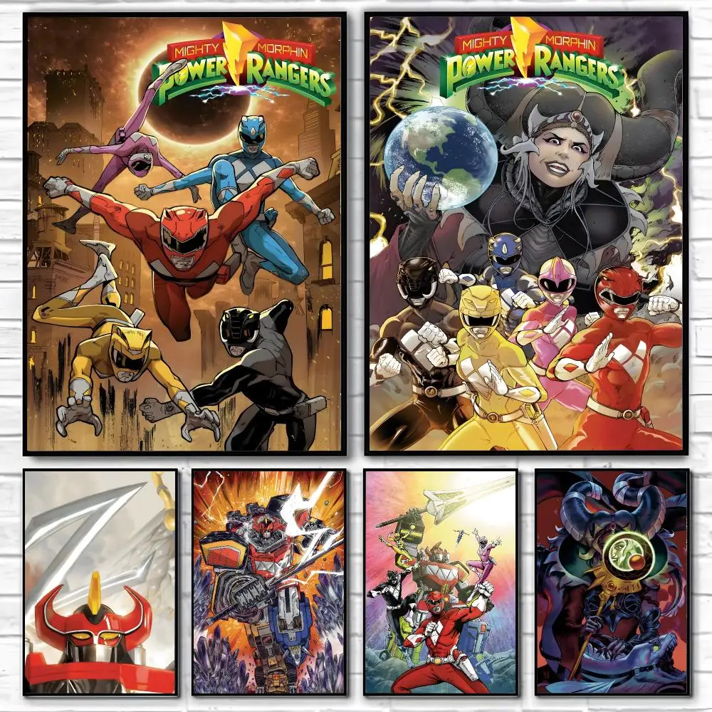 M-Mighty Morphin Power Rangers Poster HD Art Sticky Wall Waterproof Home Living Room Bedroom Bar Aesthetic Decoration