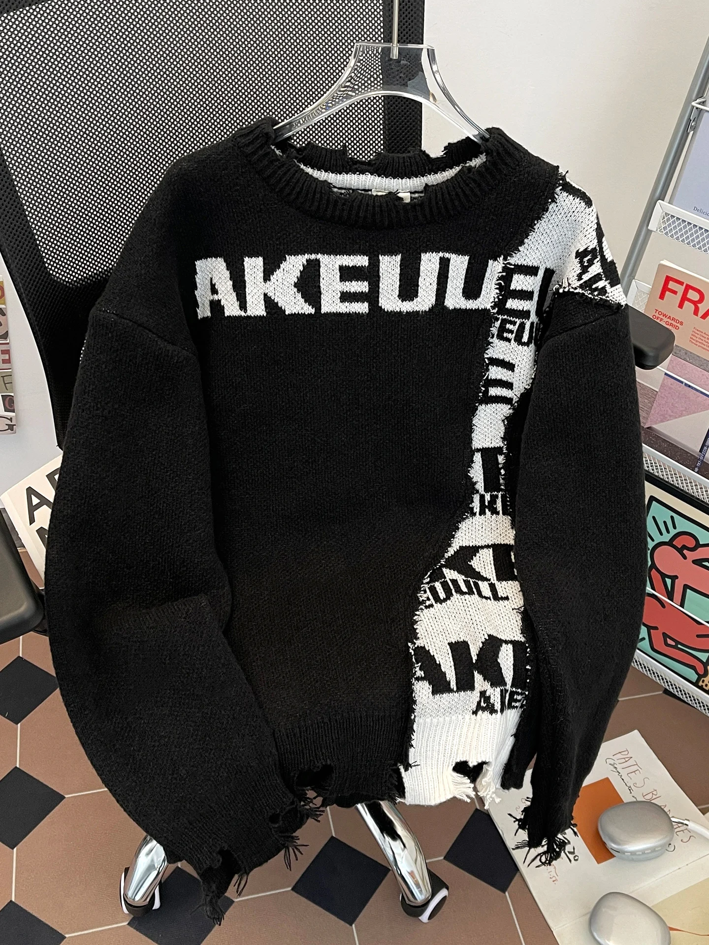 

Мужской вязаный свитер с круглым вырезом, утепленный, свободного кроя, в винтажном стиле, с эффектом двухслойности, теплый, повседневный, для осени