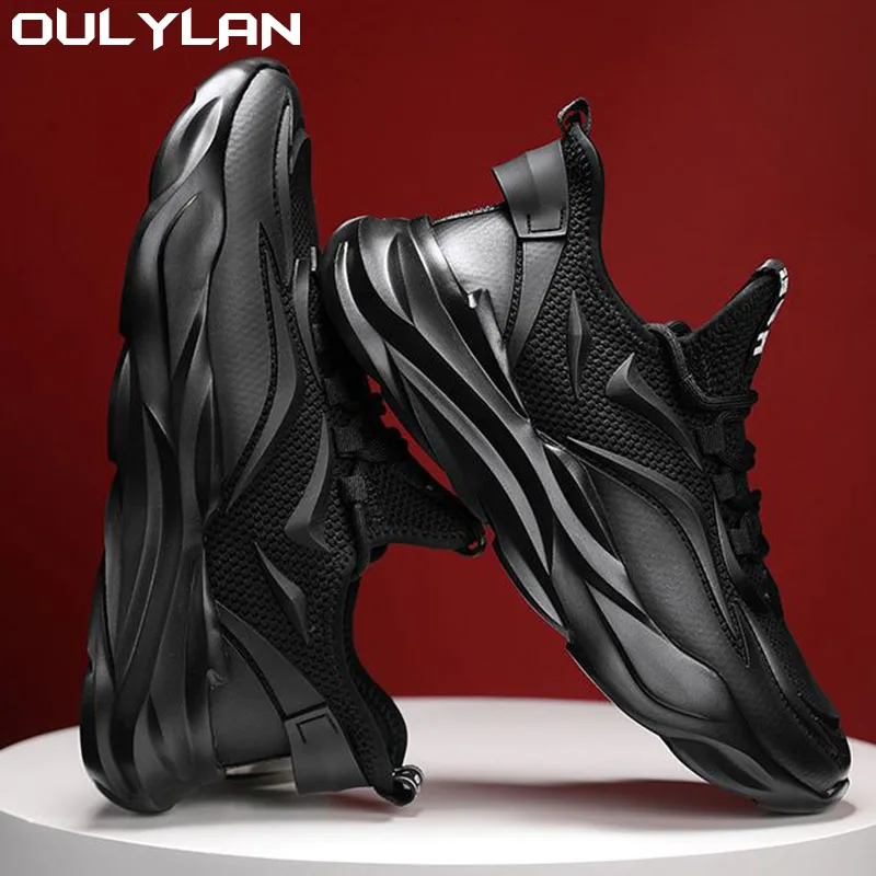 Oulylan Outdoor Breathable Lightweight White Black Running Shoes Men Tennis Shoes Fashion Men Sport Shoes Casual Sneakers