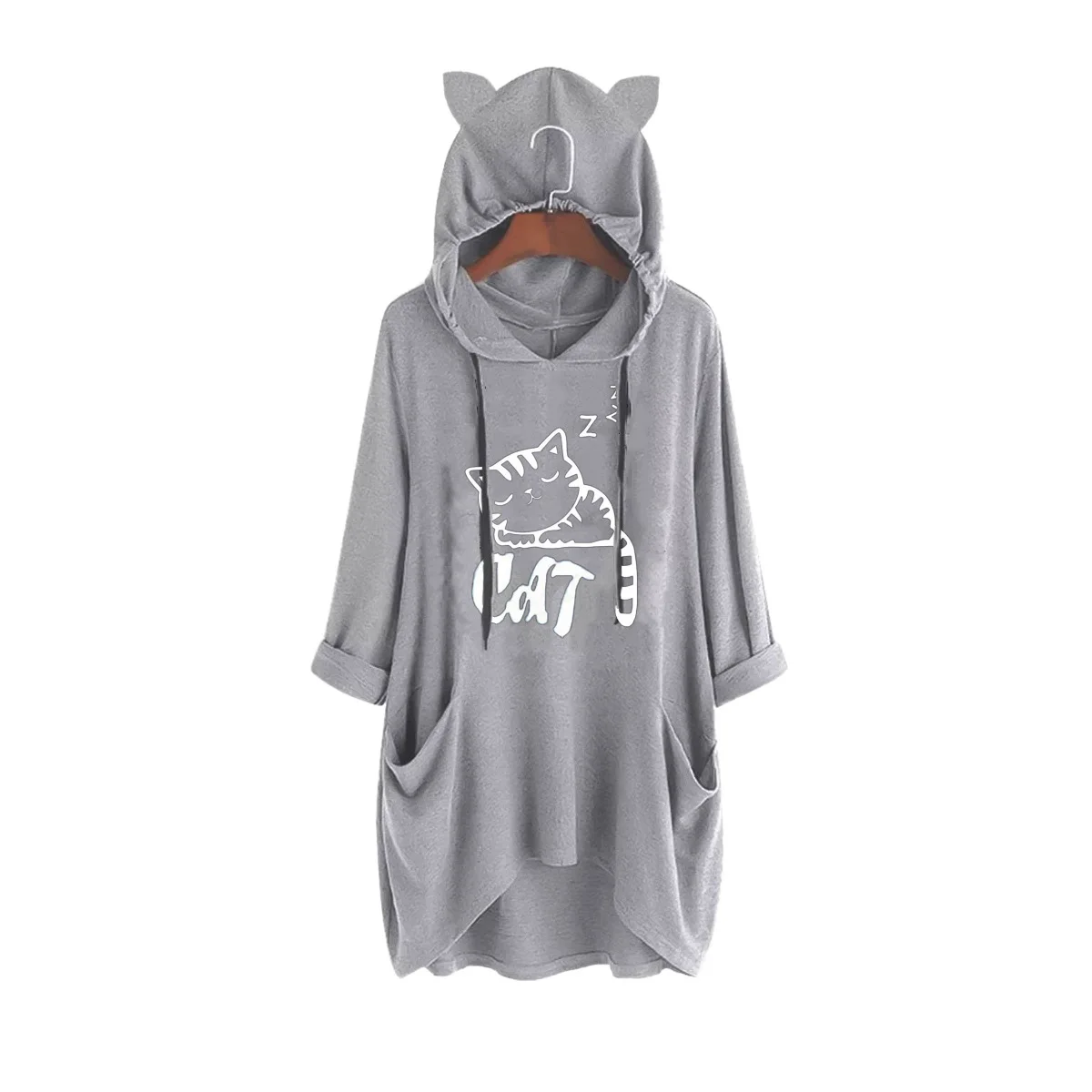 New irregular hooded loose long sleeved plus size hoodie, suitable for both men and women