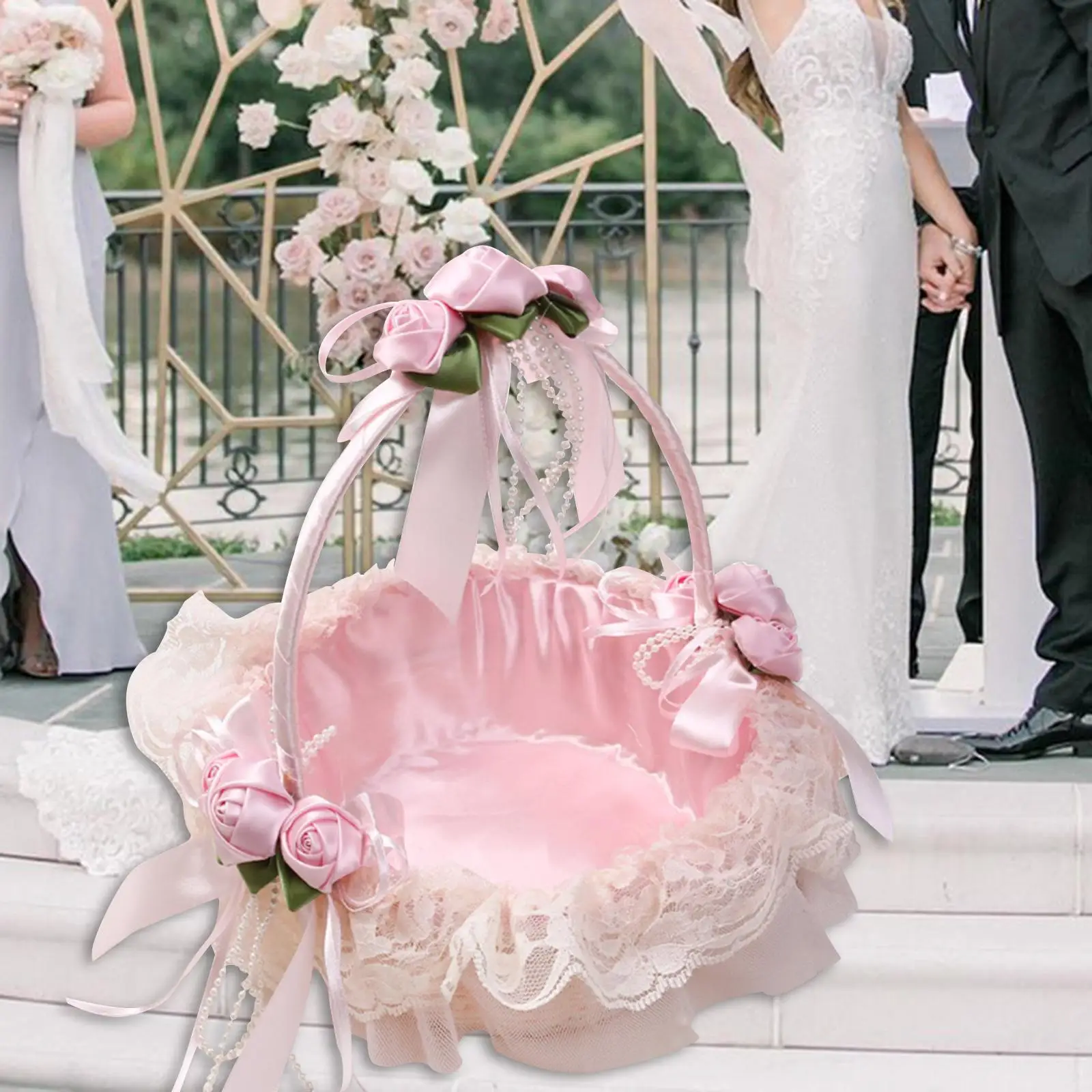 Cesta De Flores De Renda Para Menina, Acessórios Nupciais, Celebração De Casamento, Cerimônia De Dama De Noiva, Festas De Casamento, Enfeites