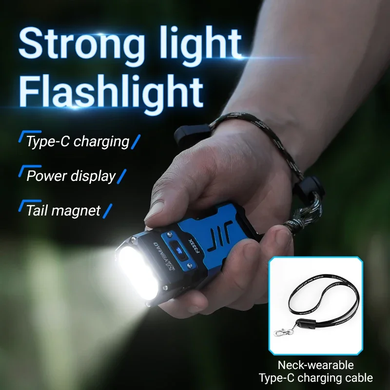 YEMAO F333X 5000 Lumens Tactical Flashlight - Triple P50 LEDs, Magnetic Base, Power Display & Durable Aluminum EDC Torch