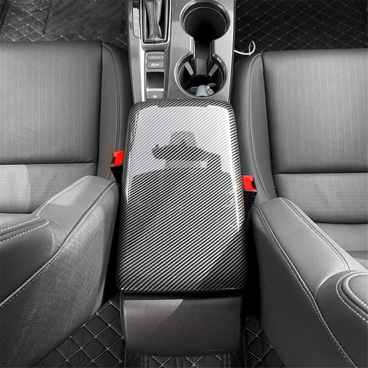 

Carbon Fiber Black Interior Seat Armrest Box Panel Trim Car Central Armrest Box Panel for Honda Civic 11Th 2021-2023