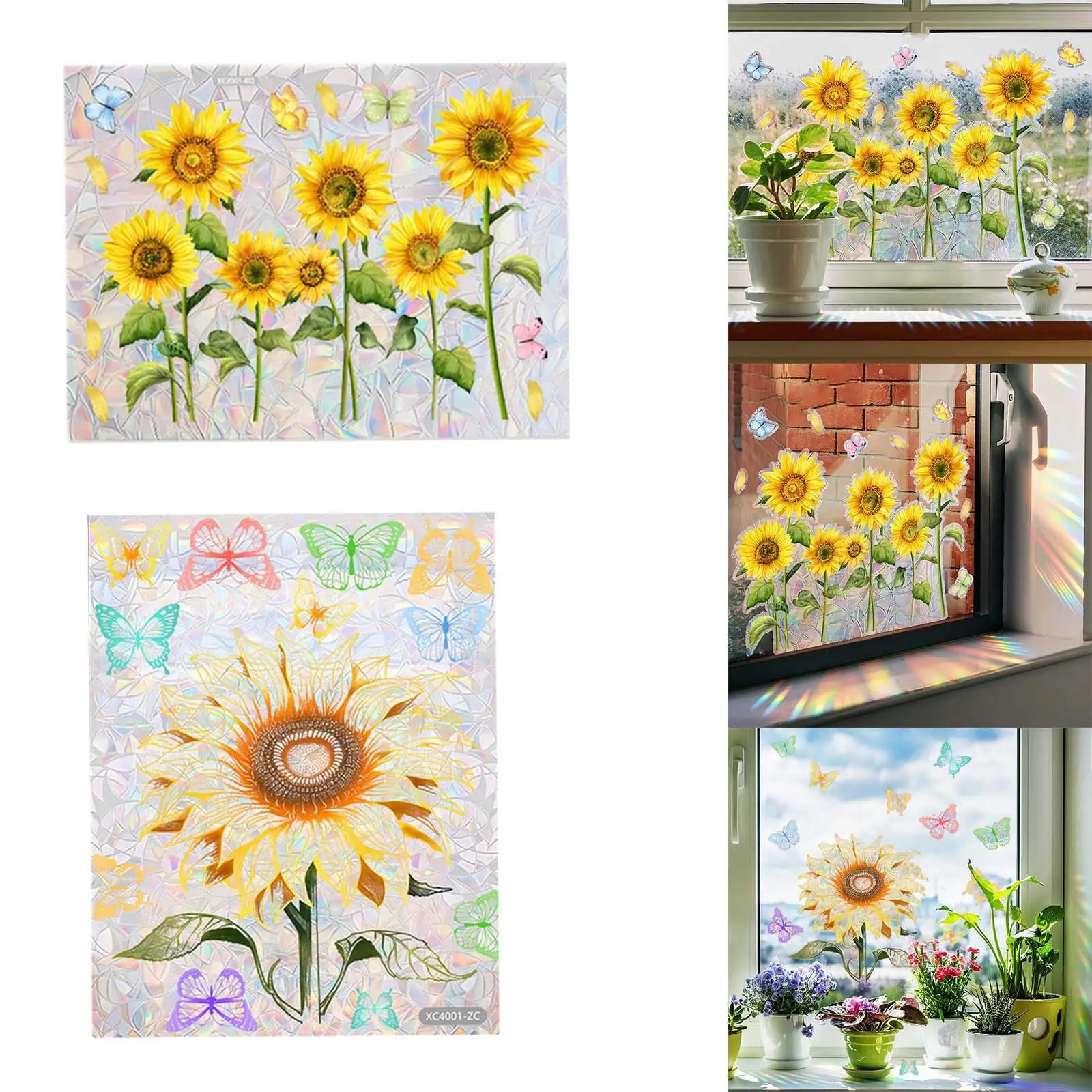 Sunflower Window Cling Office Summer Living Room Floral Window Sticker Decal