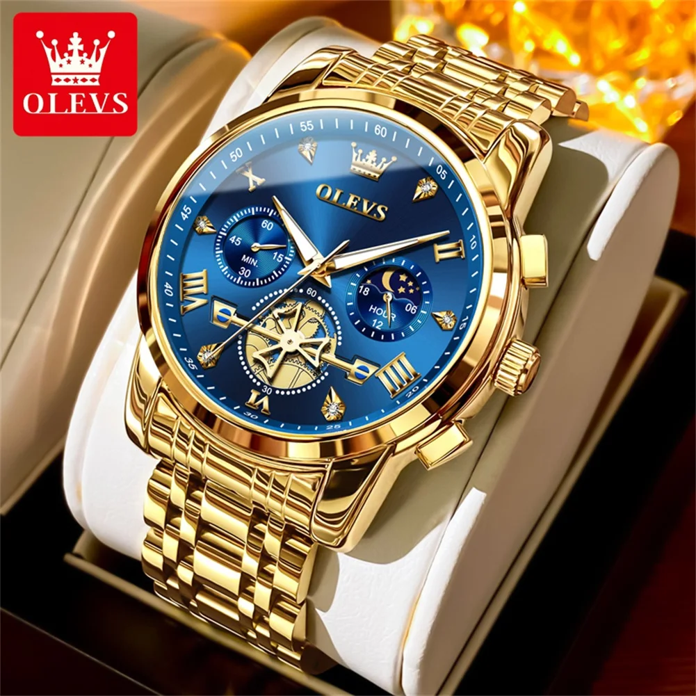 OLEVS 2856 Hot Luxury Men's Watches Add Color Moon Phase Waterproof Quartz Watch Luminous Calendar Wristwatch Original Brand