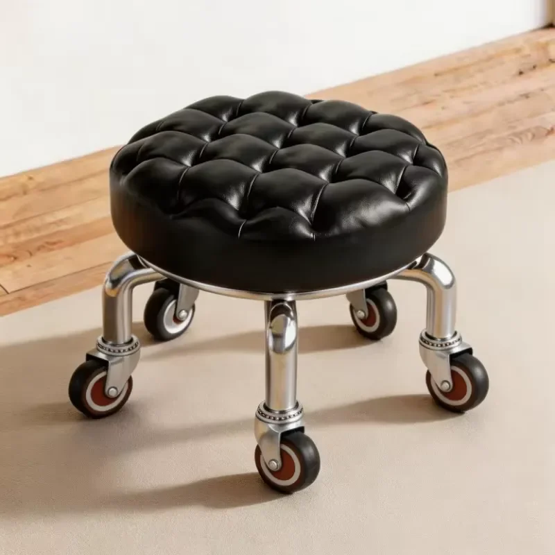Modern Simple Silent Universal Wheel Small Stool for Nail Salon Household Low Ottoman with Pulley Hallway Footrest Home