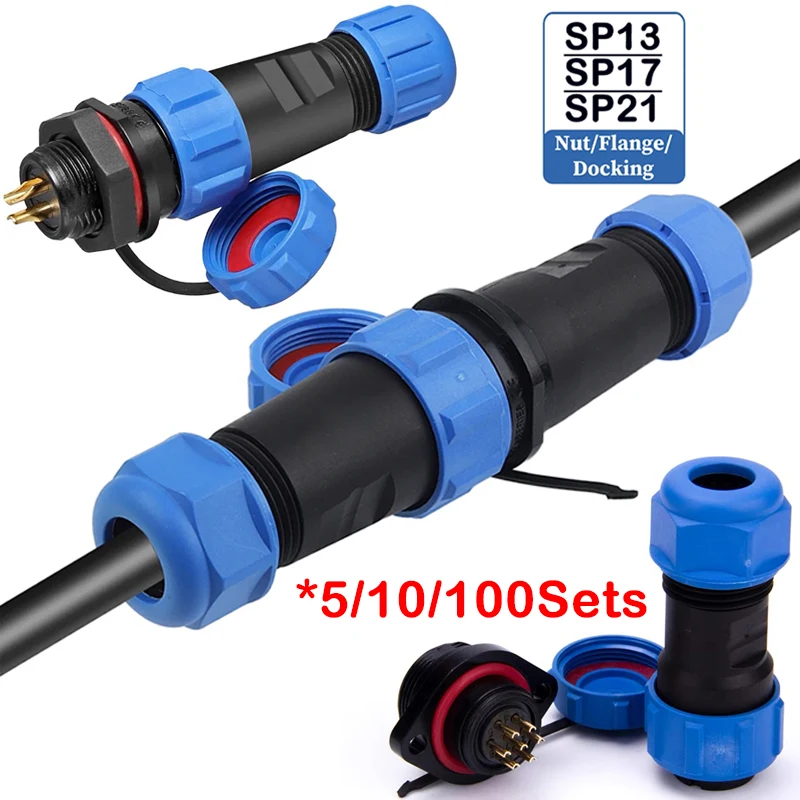 

SP13 SP16 SP17 SP20 SP21 2PIN-12PIN Водонепроницаемые авиационные разъемы для крепления на панели Розетка IP68, разъем для электрического кабеля