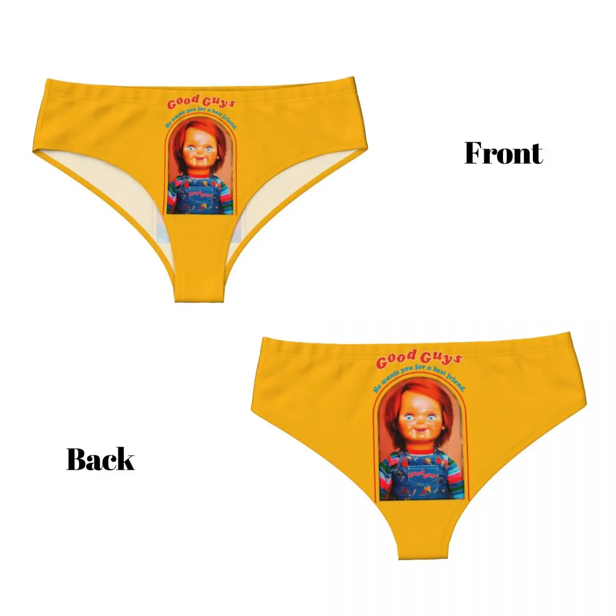 Custom Chucky Retro Movies Brief Panties Women Breathable Stretch Child\'s Play Chucky Underwear