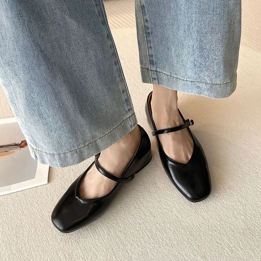 Bailamos New Brand Women Flats Fashion Square Toe Shallow Mary Jane Shoes Soft Casual Ballet Shoes Slingback Shoes Mujer