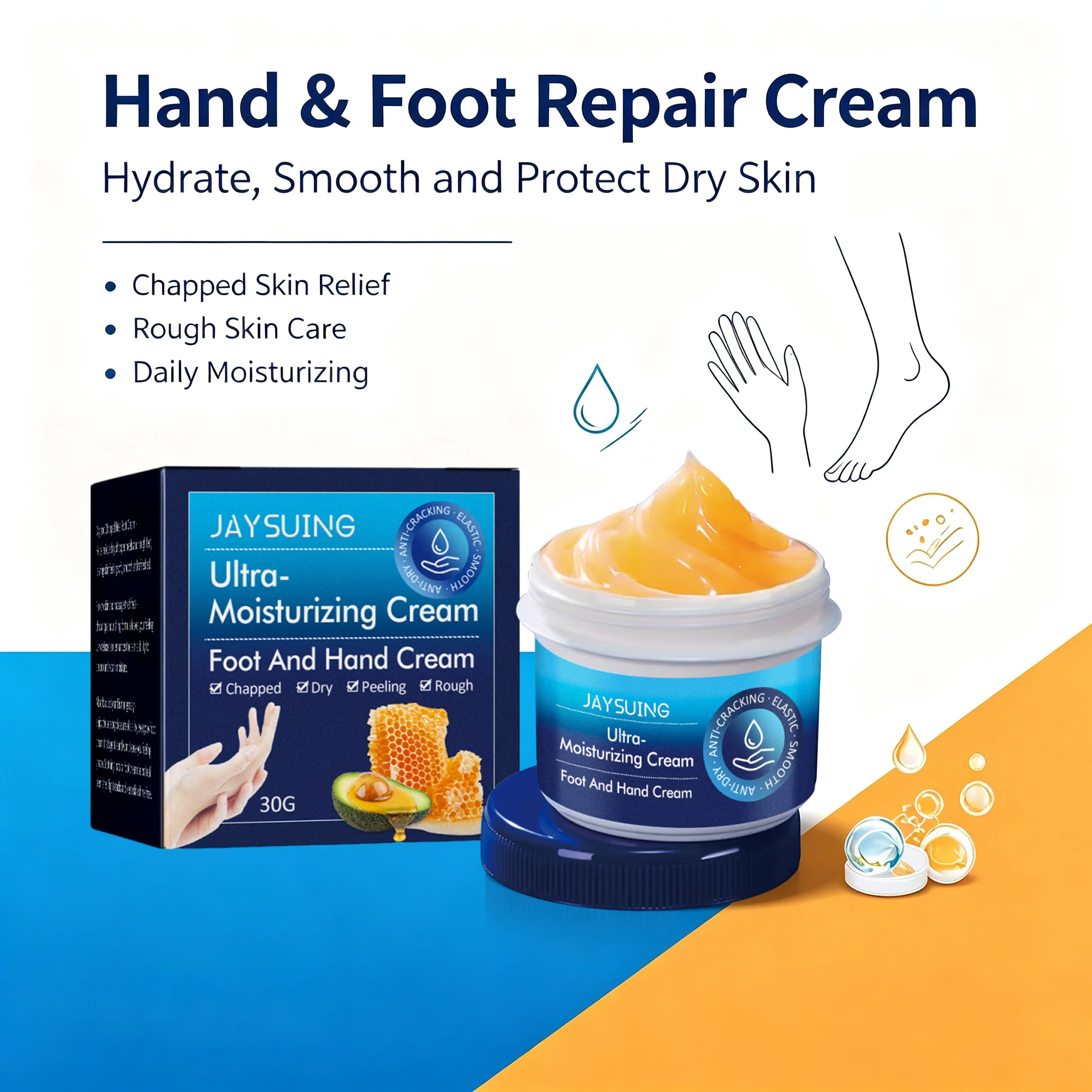 2In1 Shea Butter Beeswax Intensive Cream For Dryness Peeling Skin Rough Calluses Deep Hydrating Softening Hand Foot Winter Balm