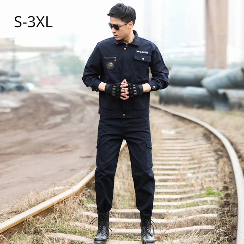 Ropa de trabajo de manga larga para hombre, chaqueta de soldadura, uniforme de trabajo, Top y pantalones de taller, marinero, fontanero, ejército militar