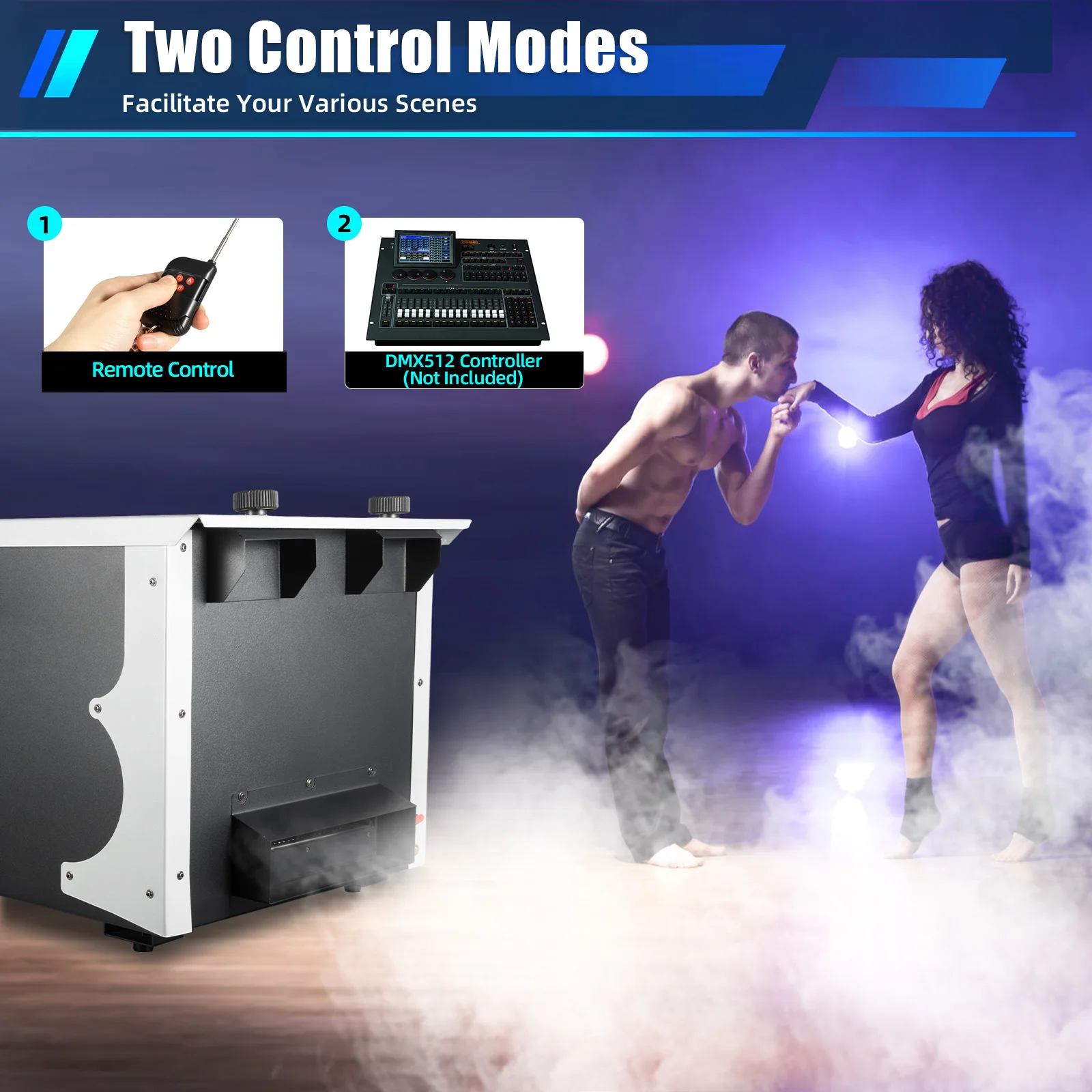 3000W 2L/67.63oz Fog Sprayer Stage Show Effect Ice Fog Producer Stage Fog Machine, Low Lying Smoking  for Creating Exciting Visual Effects Remote Control