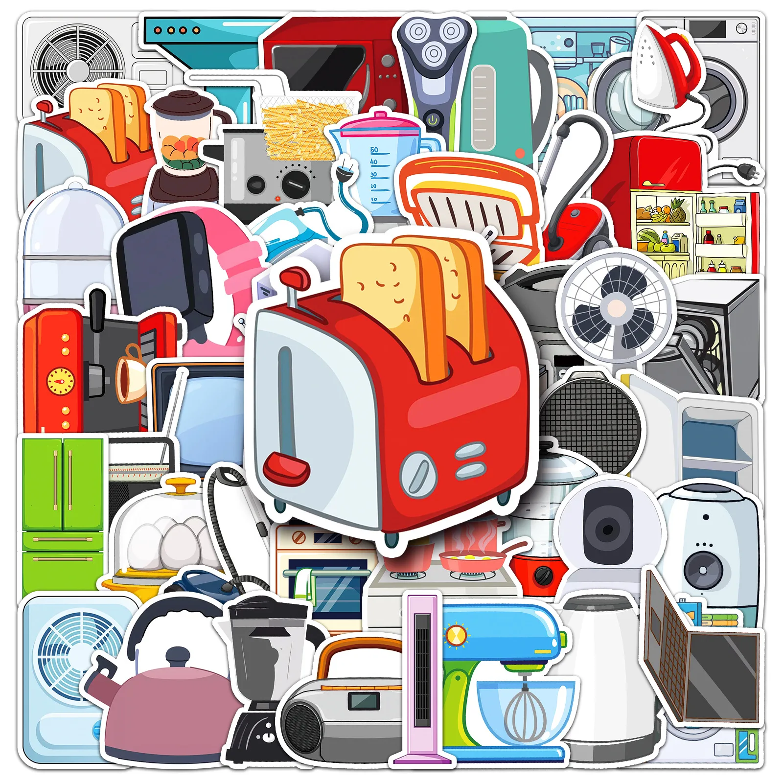 50-100PCS Home Appliance Graffiti Stickers Cartoon Waterproof Decals for Phone Luggage Skateboard Notebook Water Bottle Laptop