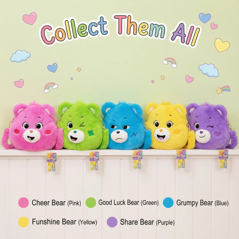 bolsa-sling-de-pelucia-care-bears-licenciada-oficialmente-5-cores-ultra-macia-e-adoravel-com-alca-de-metal-perfeita-para-looks-diarios