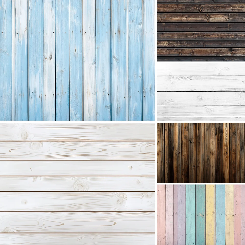 

Wood Backdrops For Baby Shower Adult Portrait Photography Wooden Board Texture Backgrounds White Brown Wood Poster Photo Studio