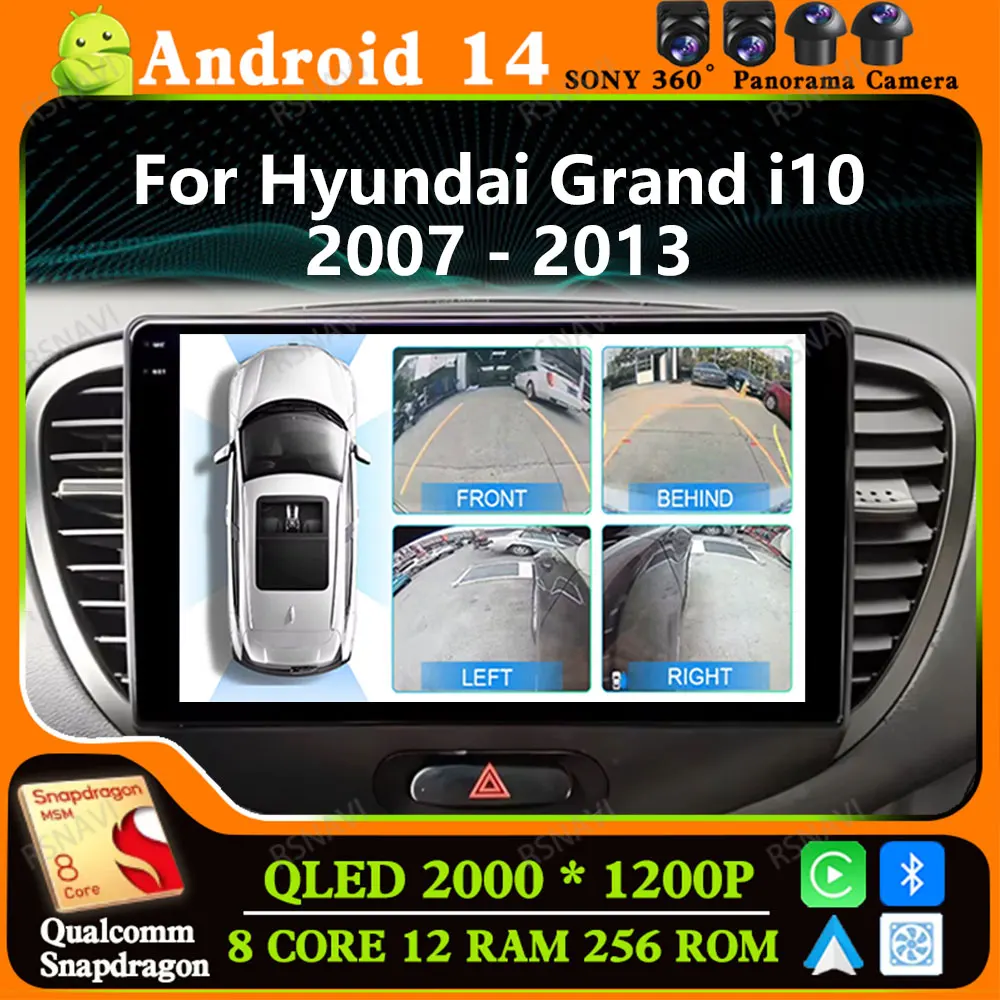 Andoird 14 Car Radio For Hyundai Grand I10 2007 - 2013 2 DIN Head Unit 5G WIFI DVD Viedo Player DSP Multimedia Navigation Stereo