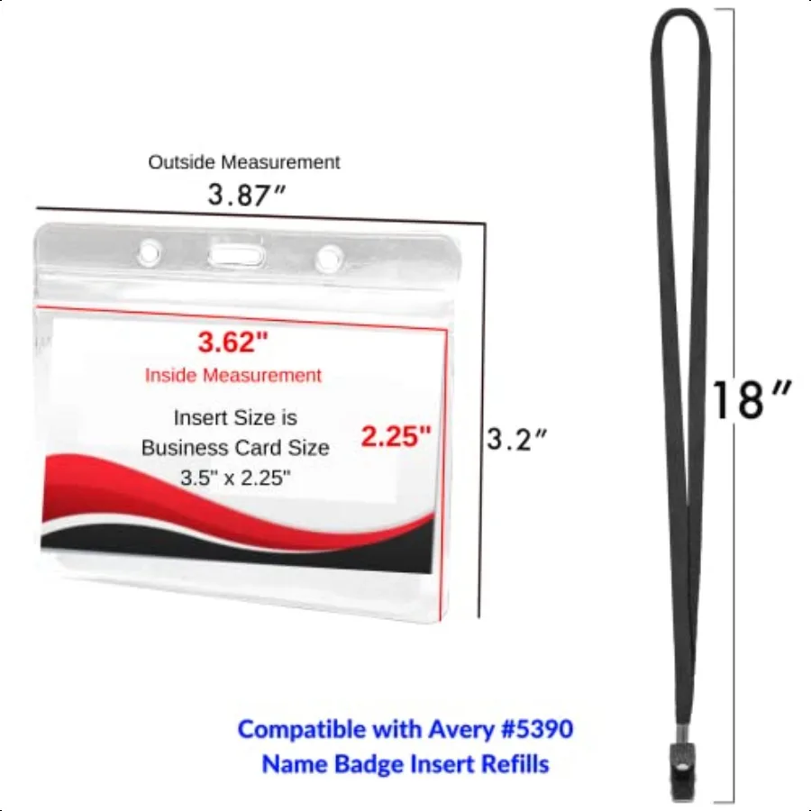 330 pcs Make 110 Name Tag Holders with Lanyards and White Insert Cards Quick Load No Zipper Badge Protector ID Holder Heavy Dut