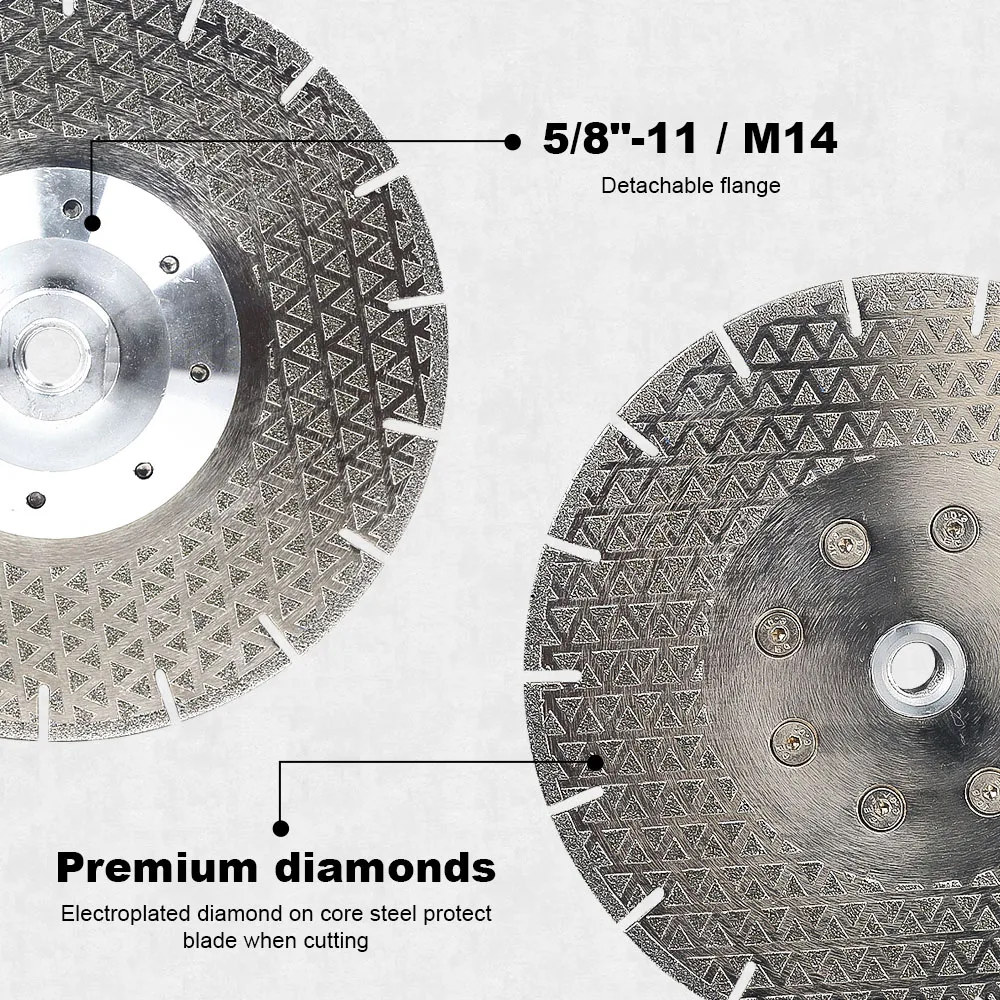 4.5Inch-9 inch electroplated saw blade with arbor M14 Flange for dry or wet cutting and grinding marble or engineered stone