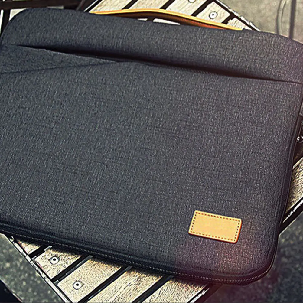 

1pc Laptop Bag For Tablet Computer Dark Grey Lightweight Business Tote Case Sturdy Zipper Polyester Scratch