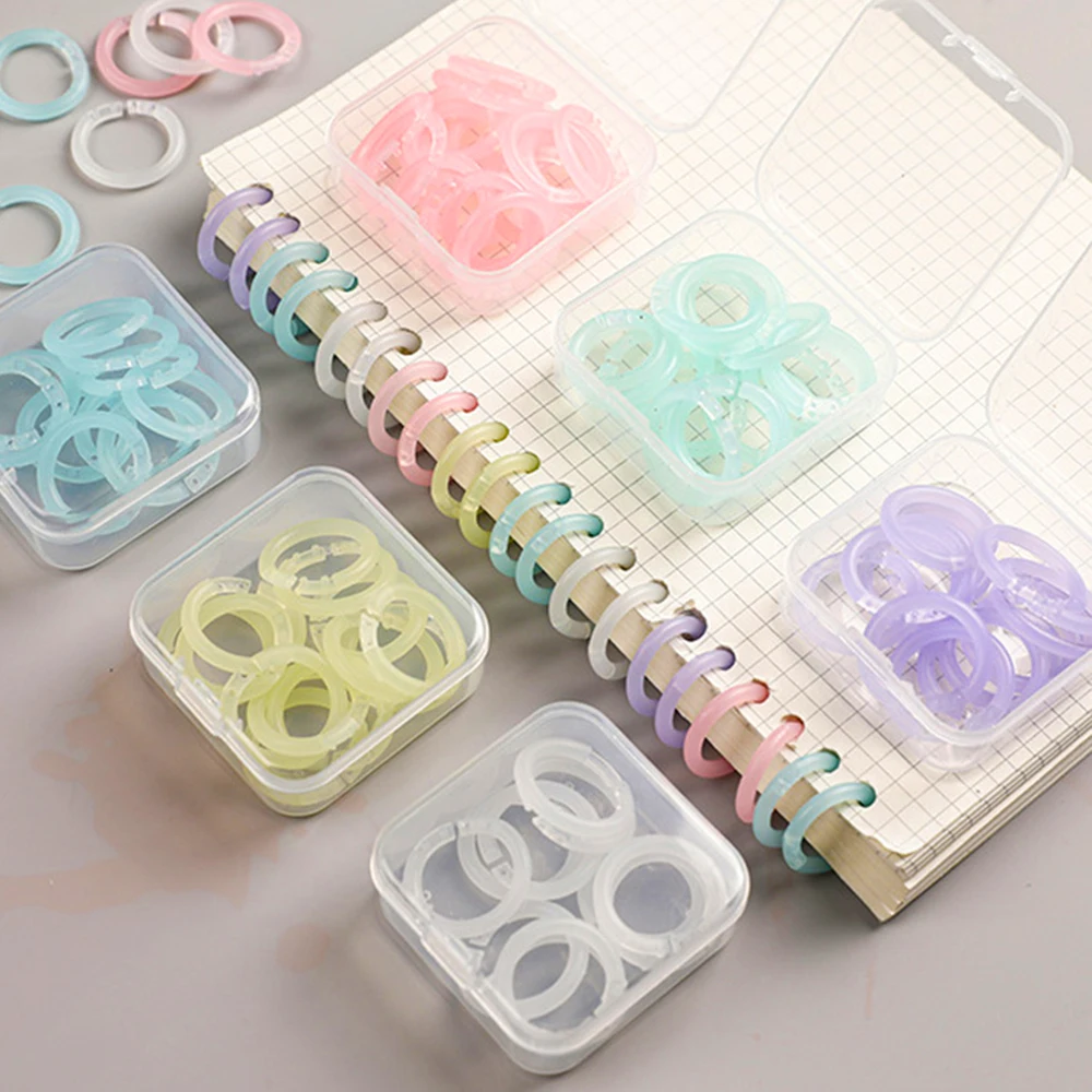 

20Pcs/box Plastic Ring Binder 15mm Colorful DIY Albums Circle King Ring Opening Loose-leaf Book Hoops Office Binding Supplies