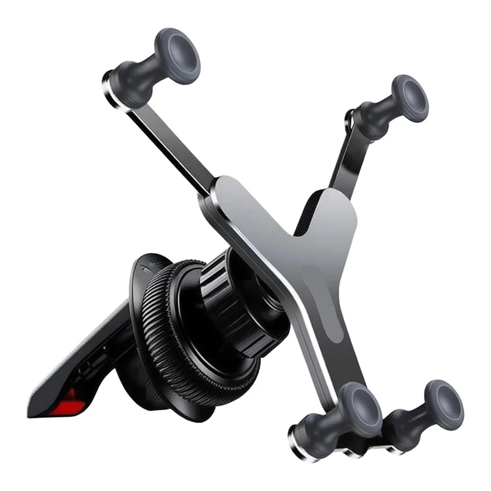 360° Adjustable Car Vent Phone Mount, Metal Alloy Air Clip Holder With Silicone Grip For Stable Navigation, Black And Gray, 2-Pa