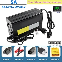 5A Battery Charger 54.6V/67.2V/84V Lithium Charge Tool 110V/220V For 48V 13S / 60V 16S / 72V 20S Fast Chargers with LED Display