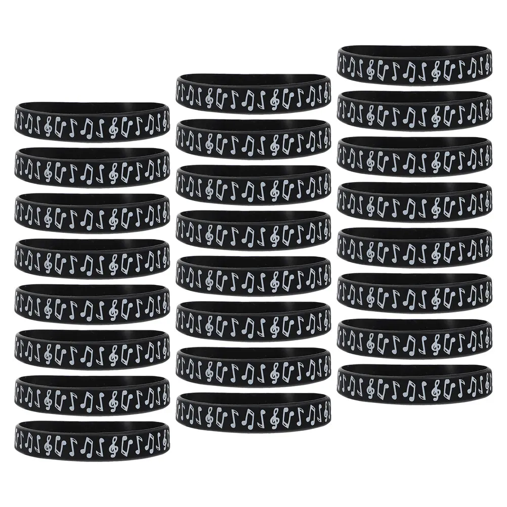 

24Pcs Music Note Silicone Wristbands Trendy Music Bracelets Bulk Party Favors Event Accessories Dance Party Favors