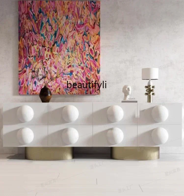 

46French dining side storage cabinet, multi-functional tea storage cabinet, simple entrance cabinet