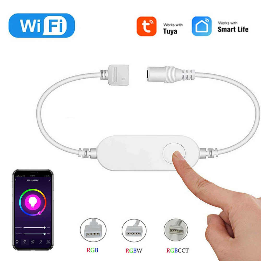 Imagem -01 - Tuya Mini Smart Led Strip Controller Wi-fi dc 5v 12v 24v Usb Adequado para Cor Única Cct Rgb Rgbw Rgbcct Dimmable Led Strip tuya mini smart led strip controller wi fi dc 5v 12v 24v usb adequado para cor unica cct rgb rgbw rgbcct dimmable led strip 01