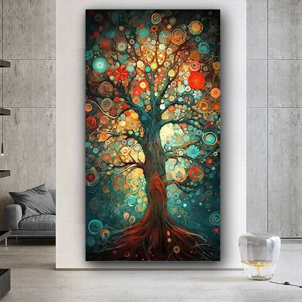 5d Diy Diamond Painting Kits Big Size Abstract Fruit Tree Full Rhinestone Drill Mosaic Embroidery Landscape Picture Wall Decor