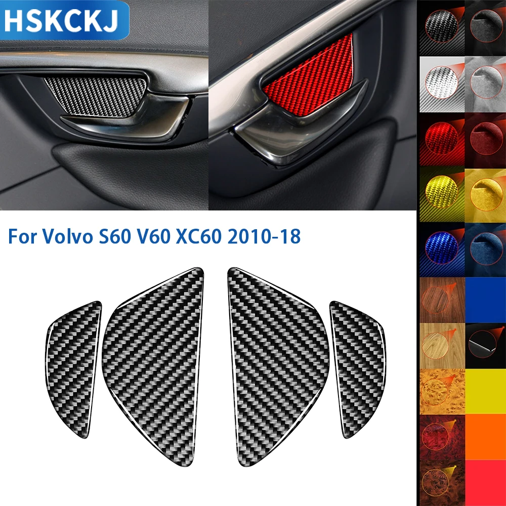 

For Volvo S60 V60 XC60 2010-2018 Accessories Carbon Fiber Car Interior Inner Door Bowl Cover Trim Sticker