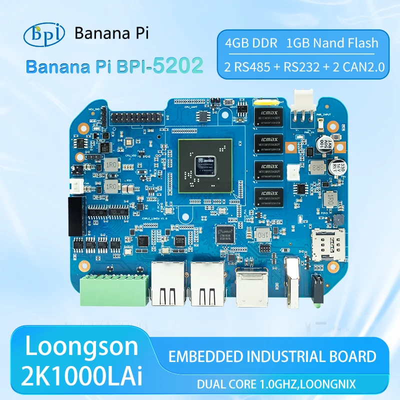 Banana Pi BPI-5202 Industrial SBC – Loongson 2K1000LA, Dual RS485/RS232, Dual CAN Interfaces for Embedded Systems