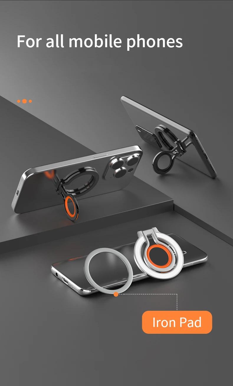 Handy Metall 360° ° Rotations-Fingerring, starker Magnetständer für Magsafe, zusammenklappbarer Magnethalter für iPhone 16, 15, 14, Samsung – Detail 14