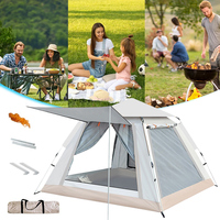 Instant Pop Up Tent Automatic Camping Tent 3-4 People Double Layer Family Tent Detachable Top Waterproof for Hiking Backpacking