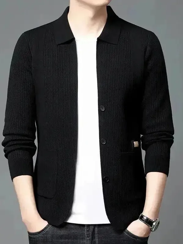 Men's Casual Knitted Sweater Pure Color Faion Outerwear Autumn New Sle Comfortable Fit Long Sve Cardigan Easy Care