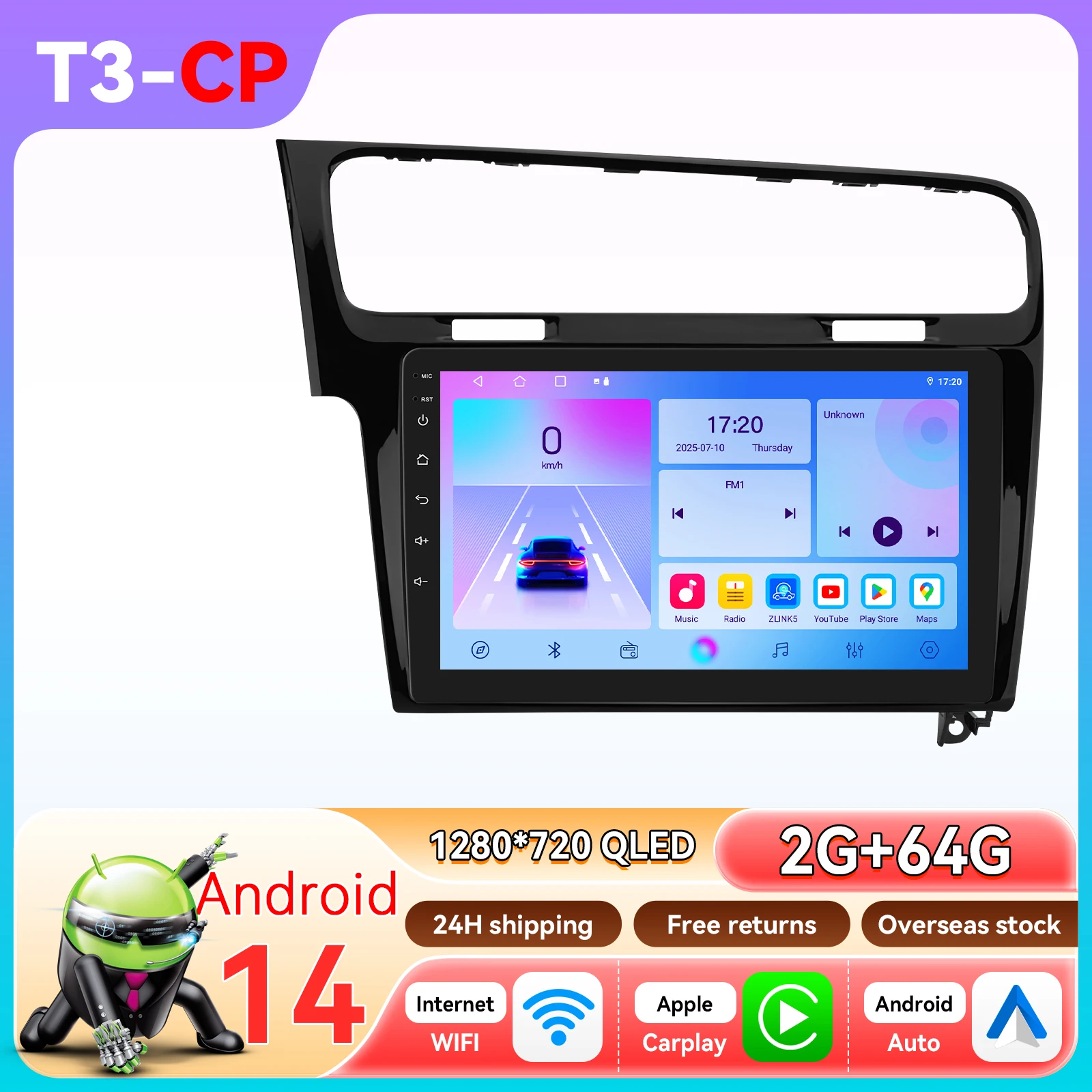 Hizpo 10.1 Inch Draadloze CarPlay Autoradio Voor VW Volkswagen Golf 7 2013 2014 2015 2016 2017 GPS Multimedia 2din Android Auto 4G