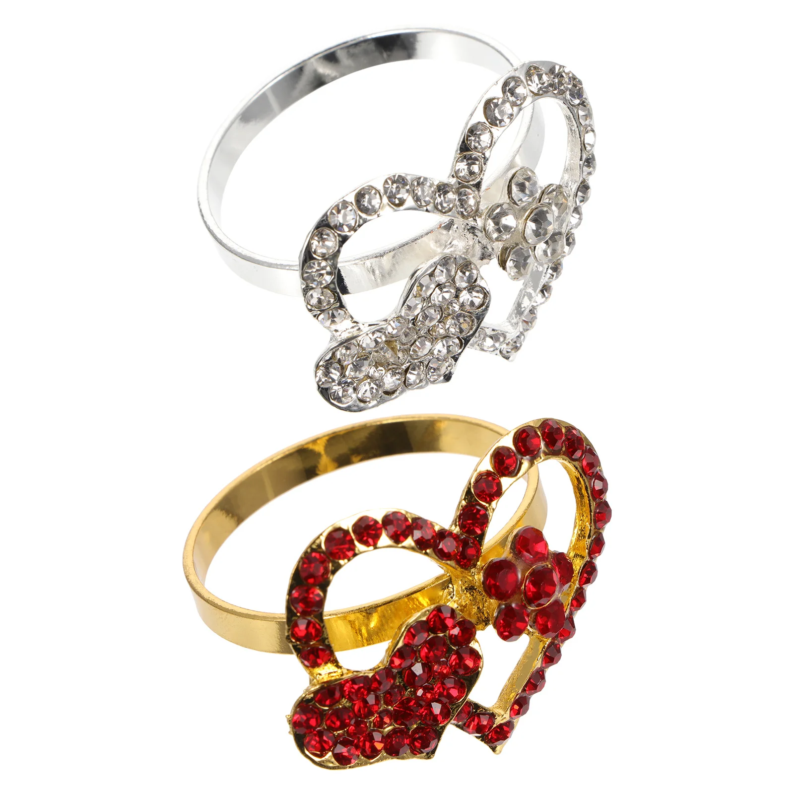 

2pcs Alloy Elegant Valentine'S Day Napkin Ring Holders For Party Banquet Decoration Heart Design Dinner Napkin Buckle Reusable