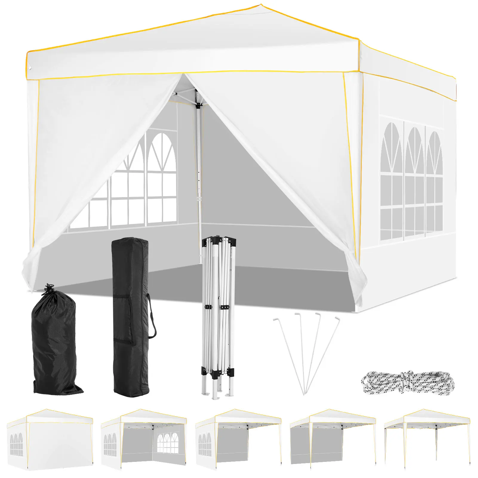 Canopy 10x10 Pop Up Canopy with 4 Removable Sidewalls,10x10 Tent for Parties Waterproof Wedding Event Canopy,Gazebos with Window