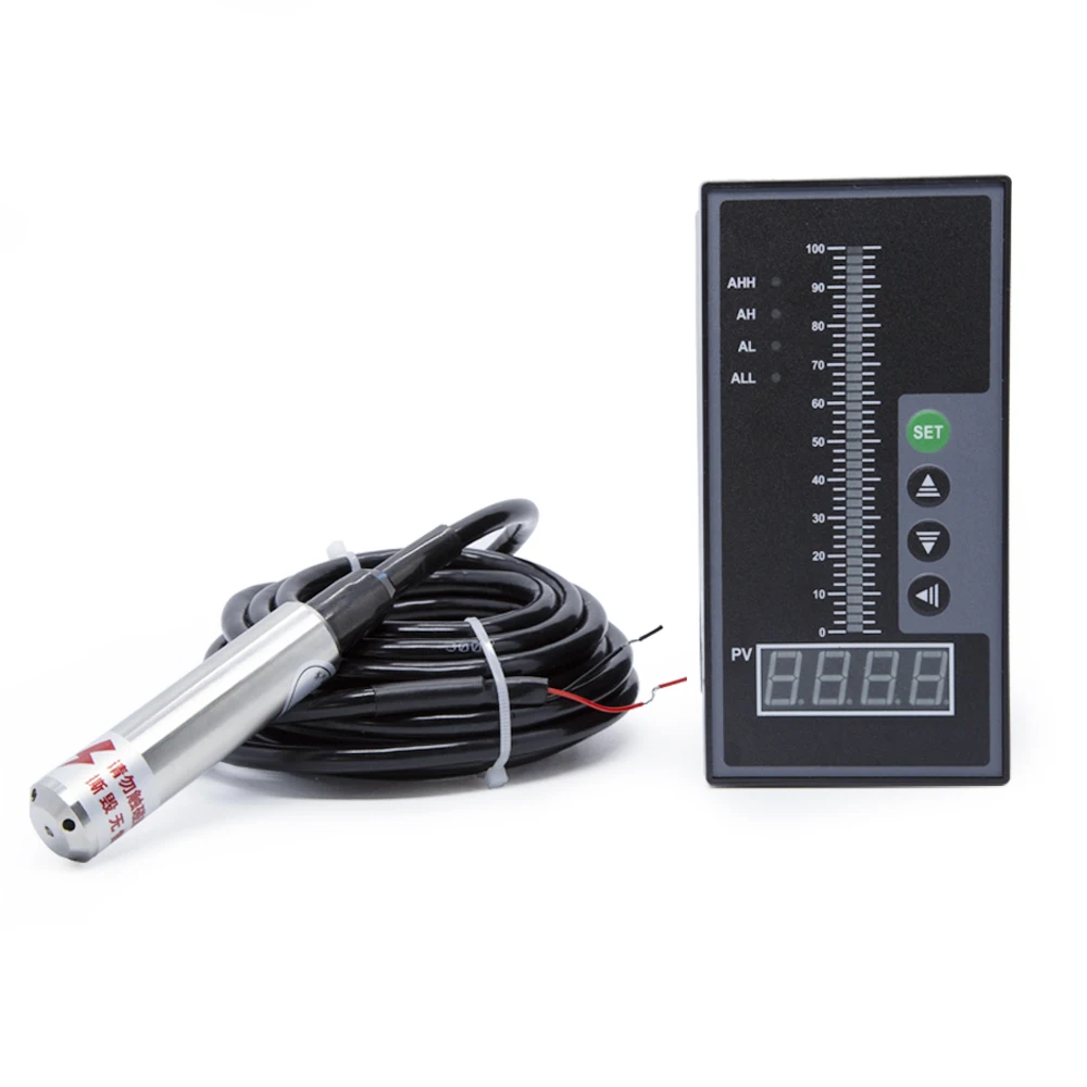 Conjunto 420ma Saída Integral Líquido Óleo Sensor de Nível Água Sonda Transmissor Detectar com Controlador Inteligente Interruptor de Flutuação Alarme Bomba 1