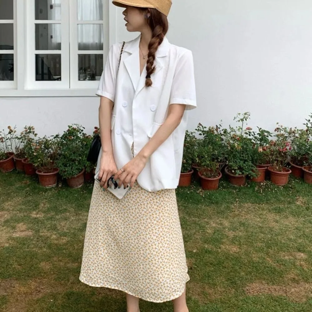 

Casual V-neck Short Sleeve Suit Flip Collar Large Size Business Style Suit Coat Simple Thin Candy Color Women's Suit Top Girl