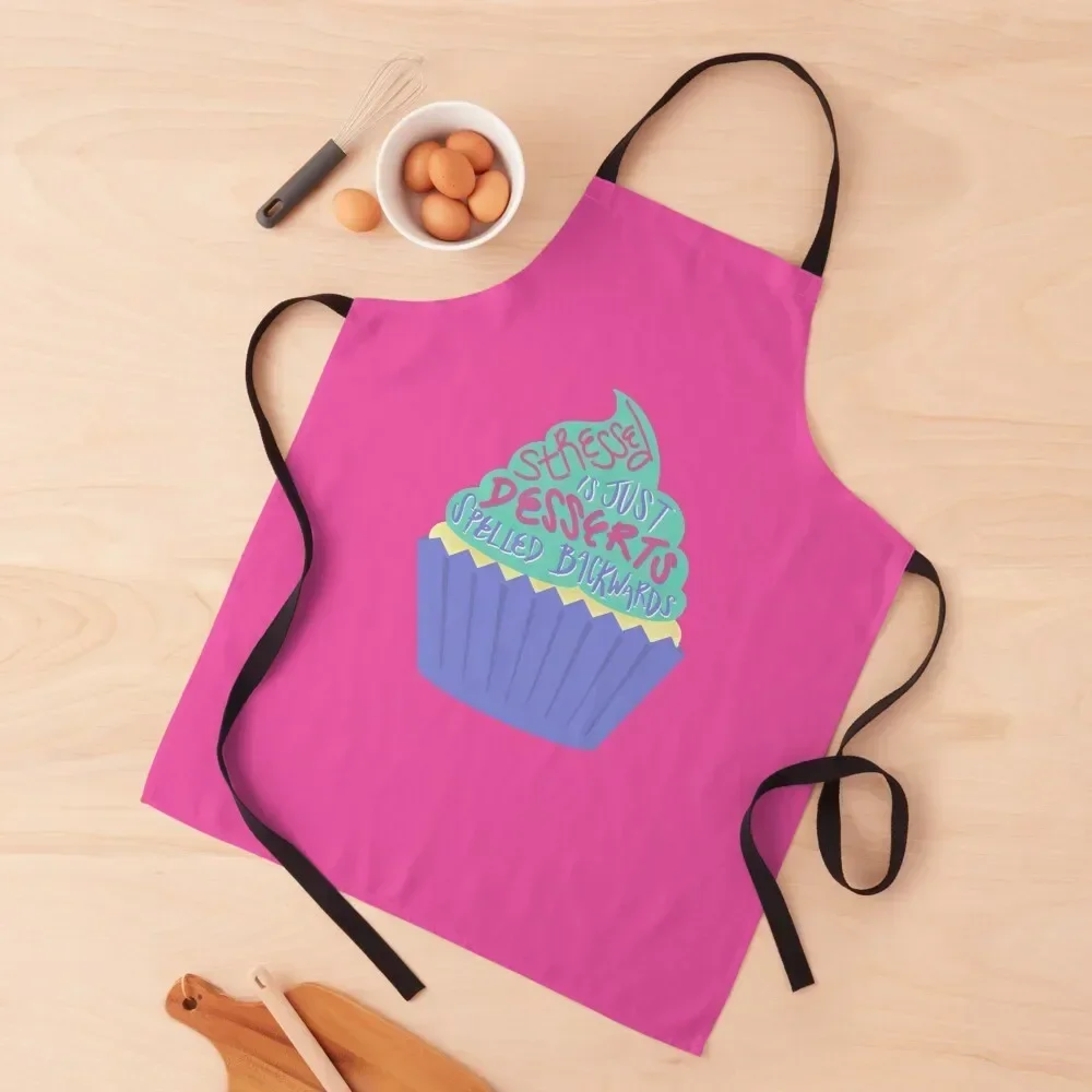 

Stressed is just Desserts Spelled Backwards Apron kitchen jacket woman nail tech supplies Apron