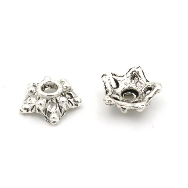 100Pcs Antique Silver Flower Star Loose Spacer Bead End Caps For Jewelry Making Finding Diy Accessories Component Wholesale