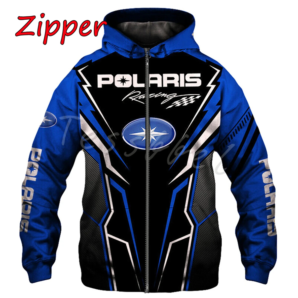 2025 Polaris Racing Rzr Snowmobile Fashion Casual Zip Hoodi…