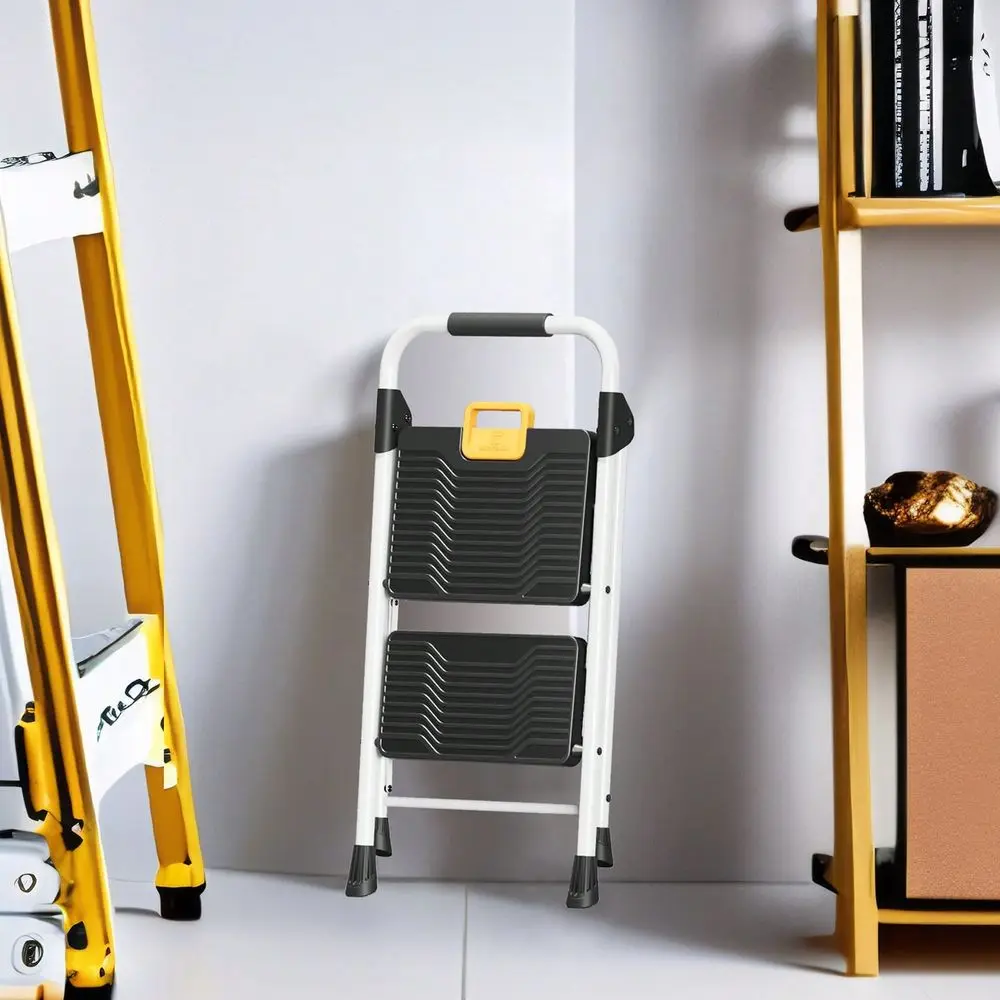 

KINGRACK 2 Step Folding Ladder, 800lbs Capacity Step Stool With Safety Lock, NonSkid Wide Pedals, And Handrail, Lightweight, Ho