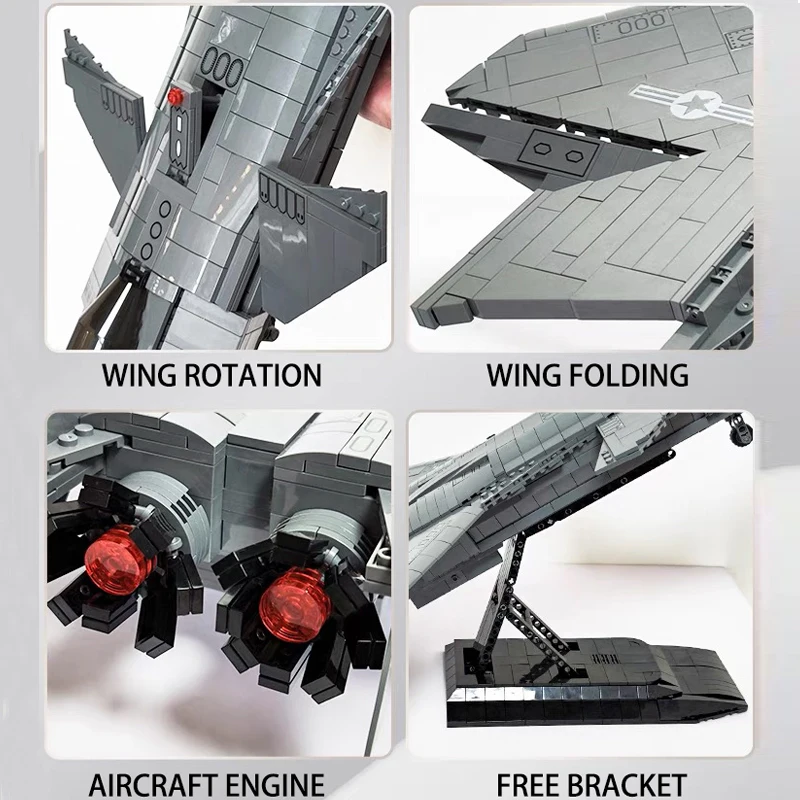 WW2 Military J-20 Fighter Building Blocks Jet Warplane Army Plane Sets Model Bricks Aircraft Toys For Boys Birthday Gift MOC