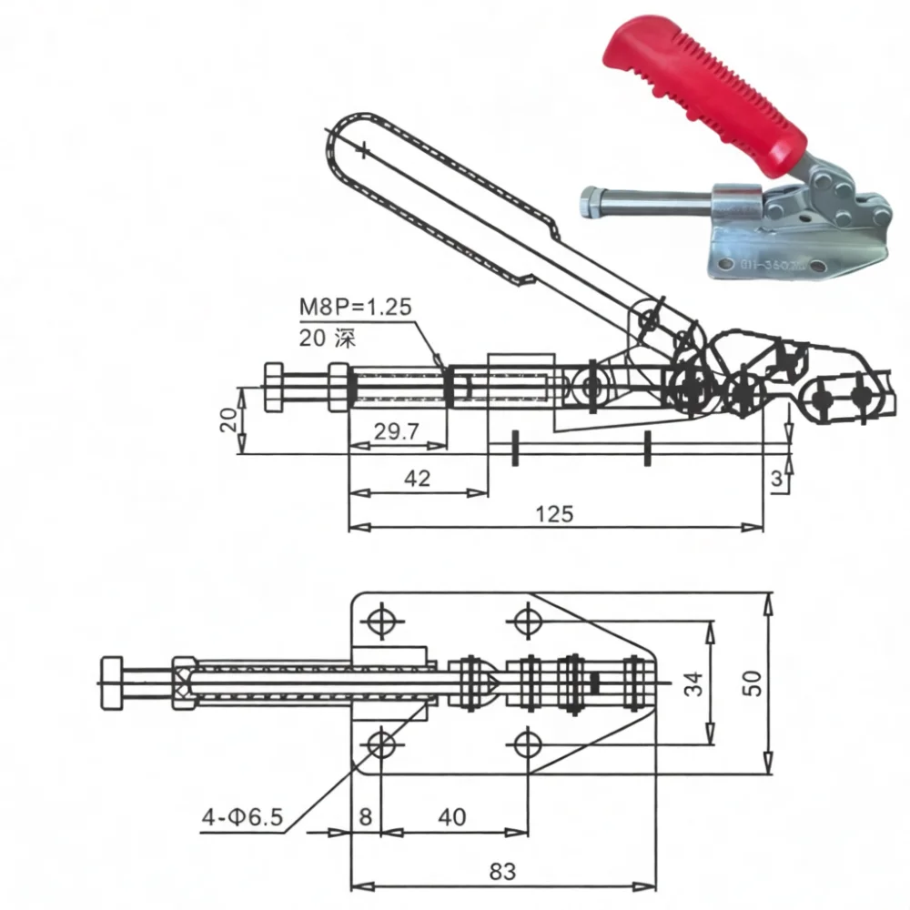 GH36020 Push Pull Toggle Clamp Quick Release Manual Tool For Welding Fixture Woodworking Workbench Workholding Clamping Device