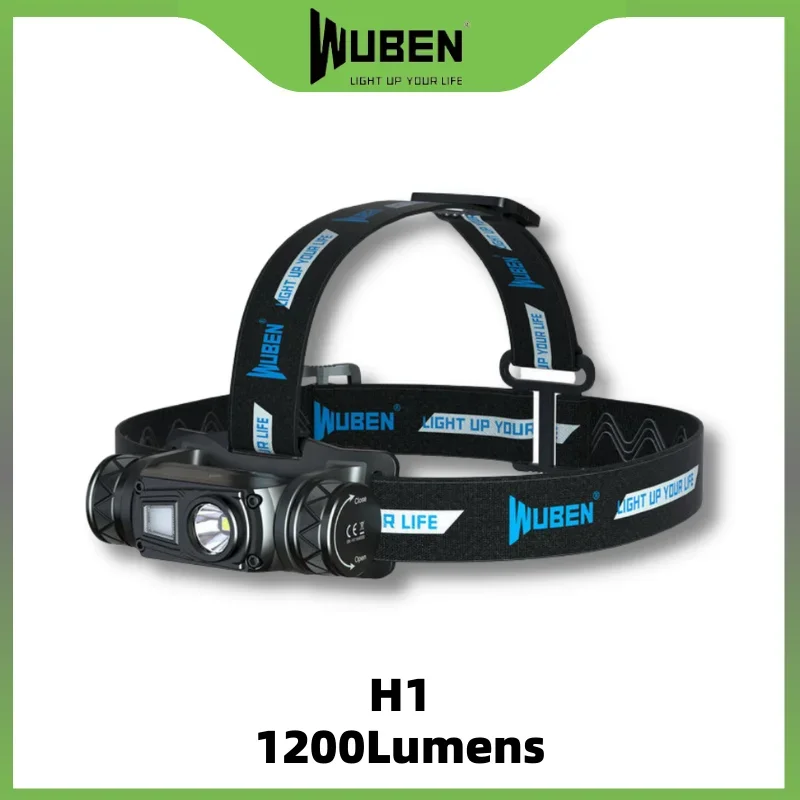 WUBEN H1 1200 lumenów bez użycia rąk i ładowana lampa czołowa lekki reflektor zawiera baterię