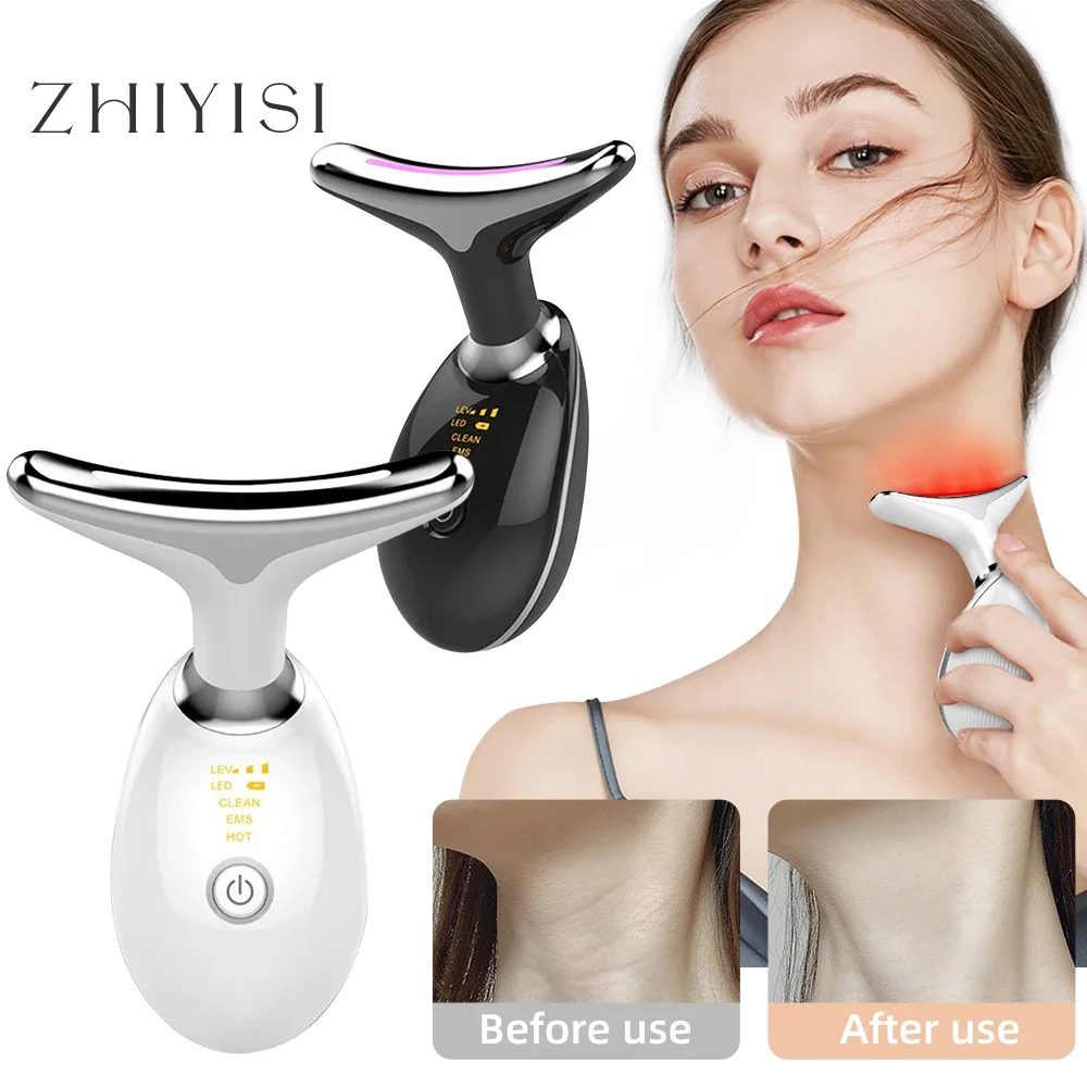 EMS Neck Face Beauty Device Neck Facial Lifting Massager Skin Tighten Device LED Photon Therapy Anti Wrinkle Double Chin Remover